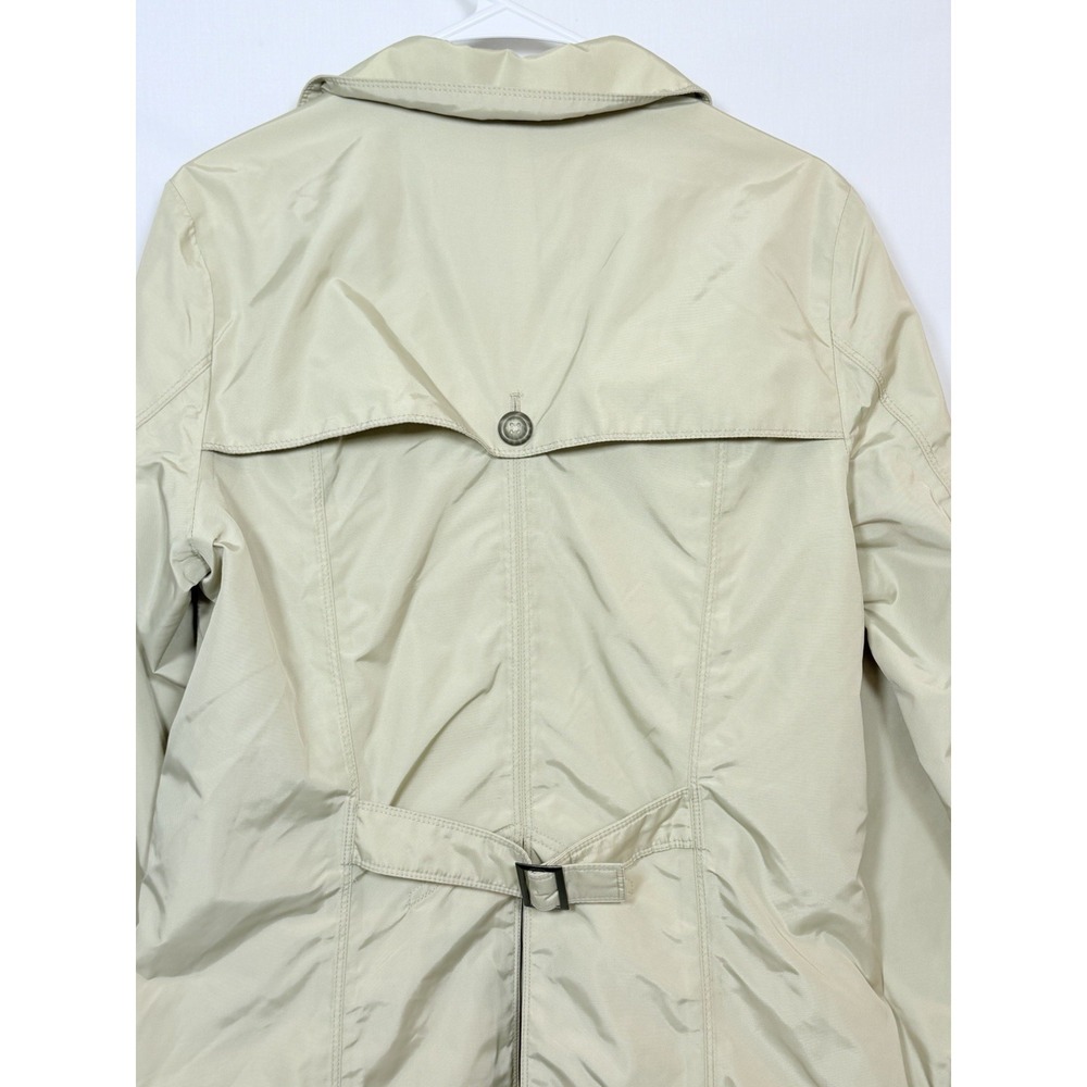 Eddie Bauer WeatherEdge Trench Coat Womens Medium Beige Rain Jacket Minimalist - Picture 12 of 16